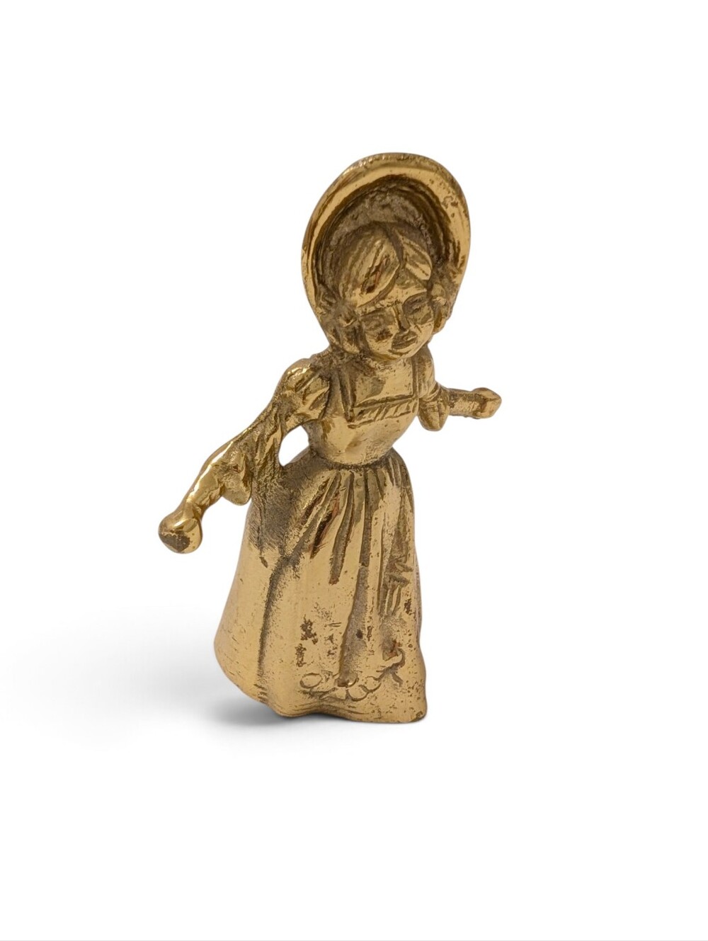VINTAGE Bell Brass Victorian Girl Figurine Gold Decor Accent